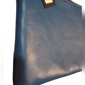 Martina Mori - NEW Large Sky Blue Genuine Leather & Calf Fur Clutch